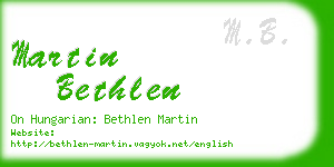 martin bethlen business card